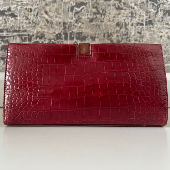$4K LAMBERTSON TRUEX of TIFFANY & Co. GLOSSY RED ALLIGATOR CLUTCH - Picture 3 of 10